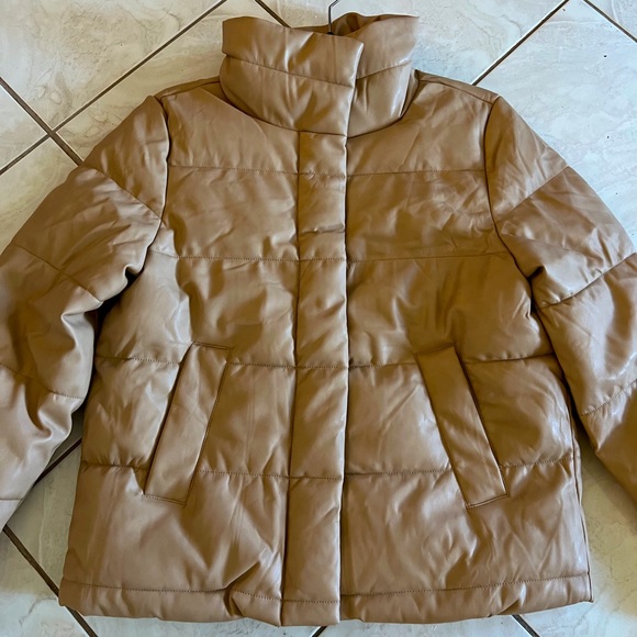 Seven 7 for all Mankind faux leather puffer jacket coat - Picture 6 of 8